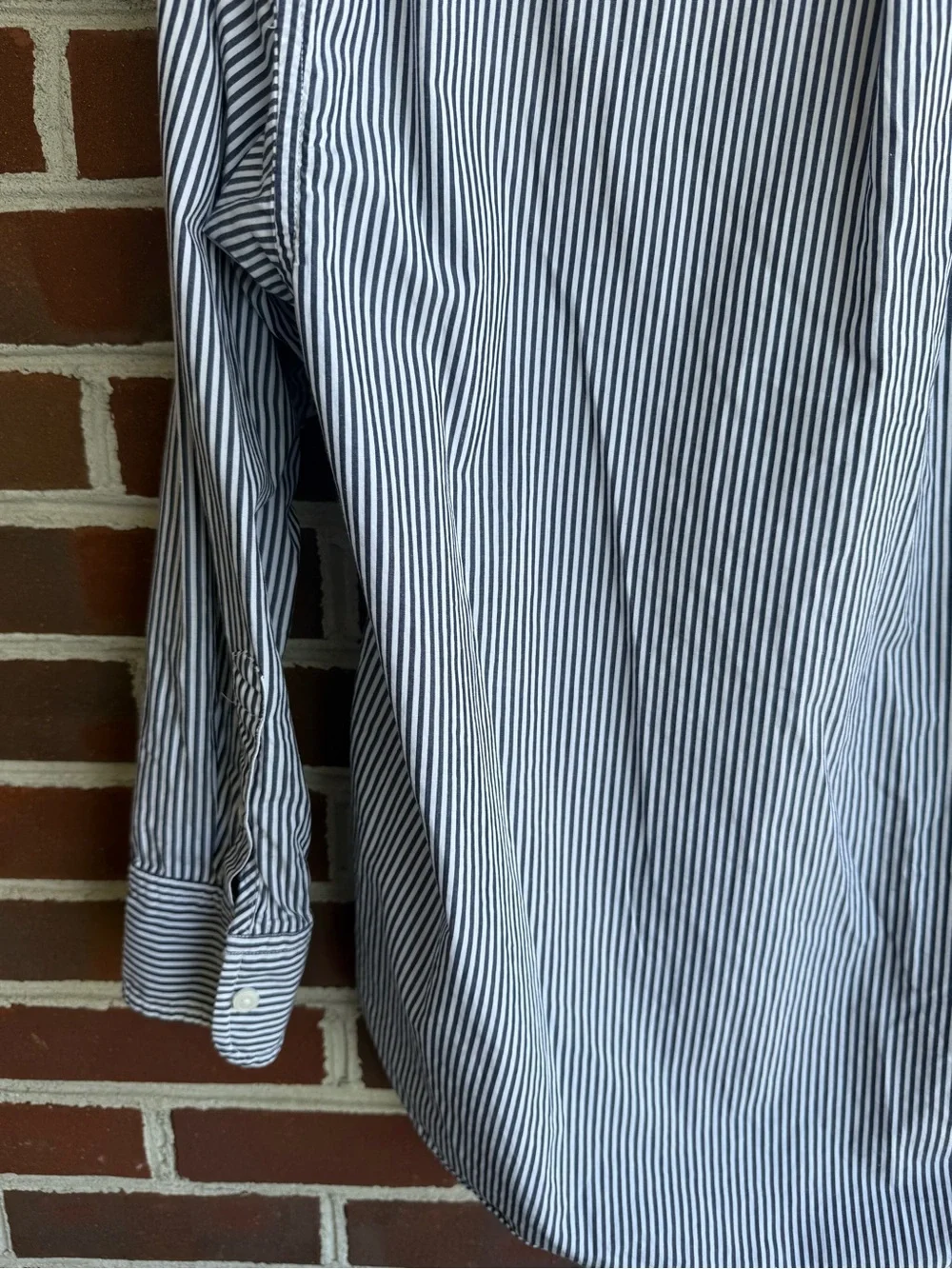 J. Crew Blue and White Vertical Stripe Button-Down Shirt Size 8